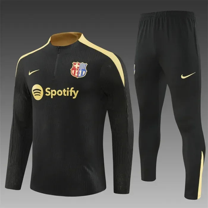 2024/2025 Barcelona Half-Pull Tracksuit Black With Gold FTBL4ALL