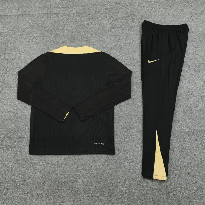 2024/2025 Barcelona Half-Pull Tracksuit Black With Gold FTBL4ALL