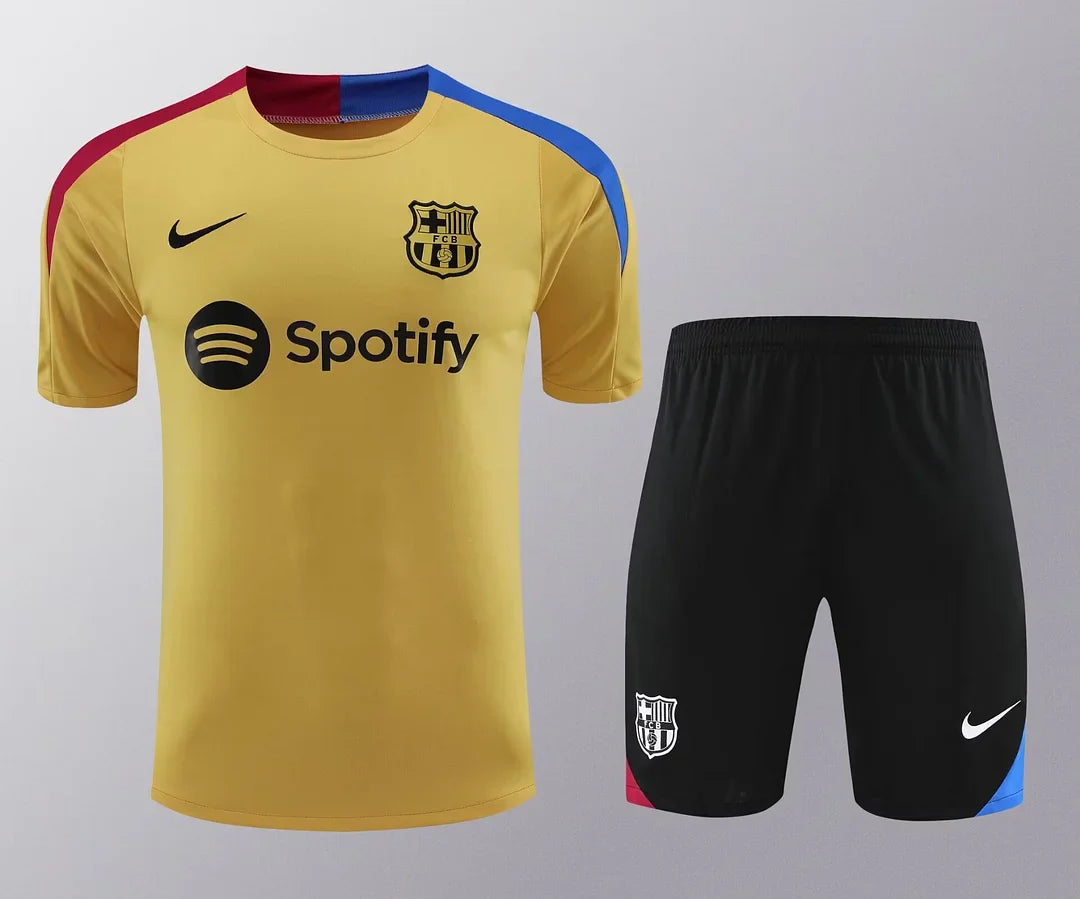 2024/2025 Barcelona pre-match training Glod Shirt+Shorts 1:1 Thai Quality FTBL4ALL