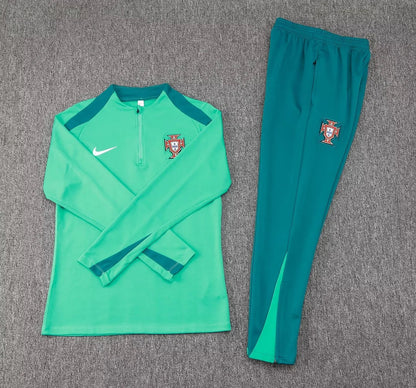 2024 Portugal Half-Pull Tracksuit Green Football Jersey 1:1 Thai Quality FTBL4ALL