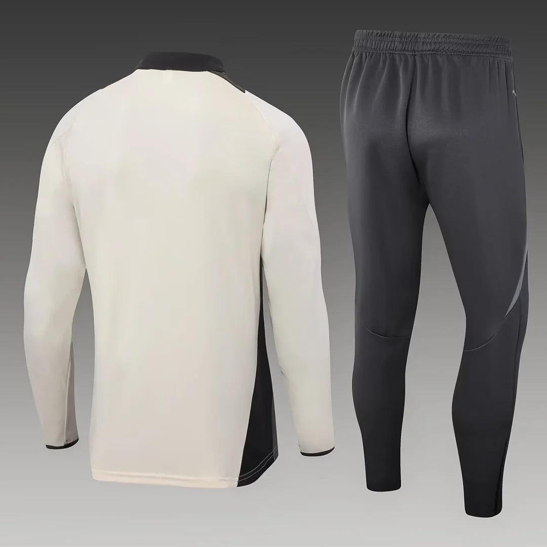 2024/2025 Real Madrid Half-Pull Tracksuit Light Yellow Football Shirt 1:1 Thai Quality FTBL4ALL