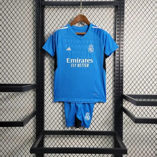 2023/2024 Real Madrid Blue Goalkeeper Football Shirt Kids Size FTBL4ALL