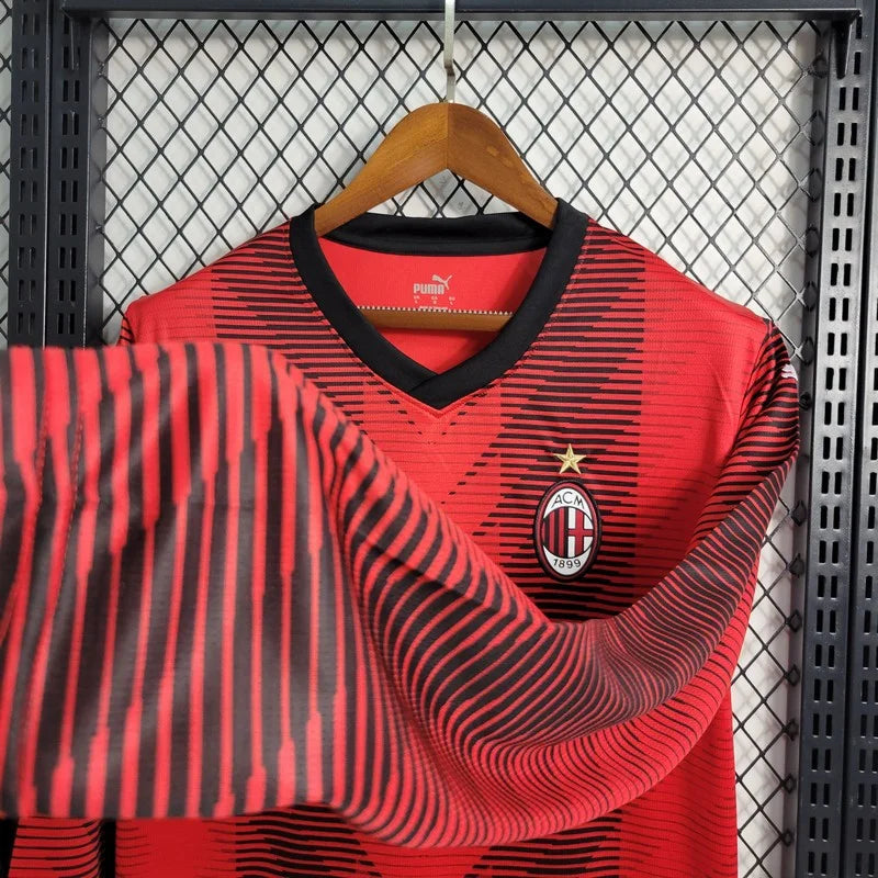 2023/2024 Long Sleeve AC Milan Home Soccer Jersey 1:1 Thai Quality FTBL4ALL