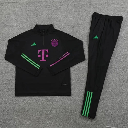2023/2024 Bayern Munich Half-Pull Tracksuit Black Football Shirt 1:1 Thai Quality FTBL4ALL