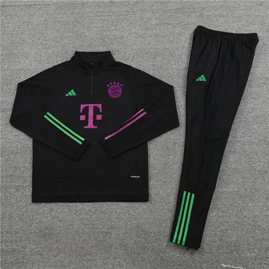 2023/2024 Bayern Munich Half-Pull Tracksuit Black Football Shirt 1:1 Thai Quality FTBL4ALL