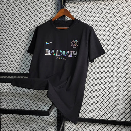 2023/2024 Paris Saint-Germain Black Balmain Shirt FTBL4ALL