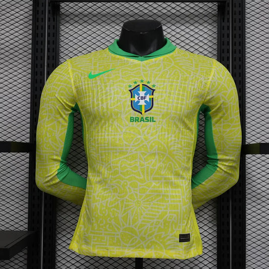 2024 Long Sleeve Player Version Brazil Home Football Shirt 1:1 Thai Quality FTBL4ALL