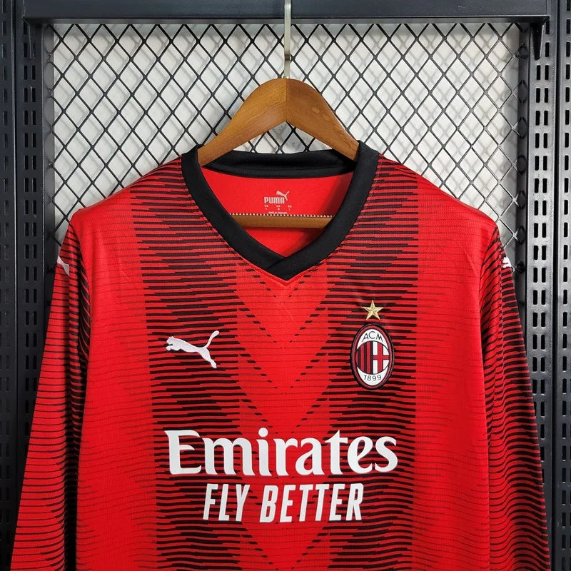 2023/2024 Long Sleeve AC Milan Home Soccer Jersey 1:1 Thai Quality FTBL4ALL