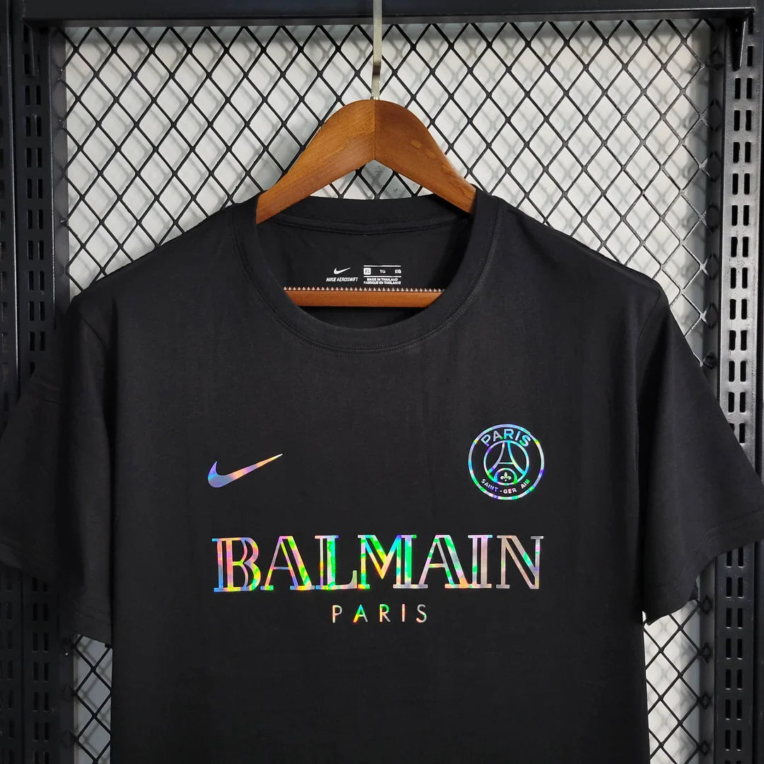 2023/2024 Paris Saint-Germain Black Balmain Shirt FTBL4ALL