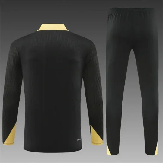 2024/2025 Barcelona Half-Pull Tracksuit Black With Gold FTBL4ALL