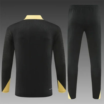 2024/2025 Barcelona Half-Pull Tracksuit Black With Gold FTBL4ALL