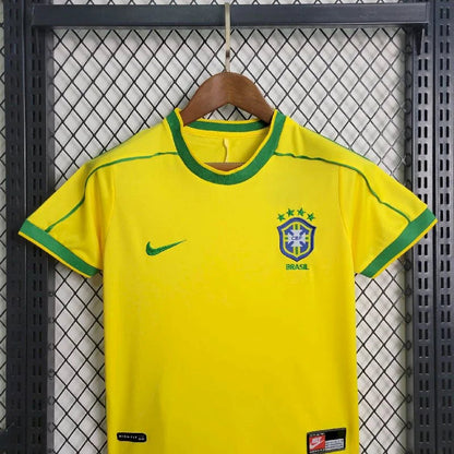 1998 Retro Kids Size Brazil Home Soccer Jersey FTBL4ALL