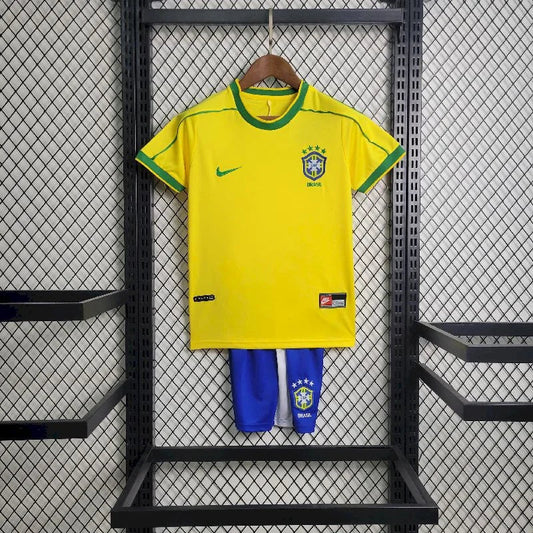 1998 Retro Kids Size Brazil Home Soccer Jersey FTBL4ALL