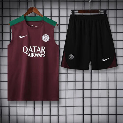 2024/2025 Psg Paris Saint-Germain pre-match training Wine Red Jersey+Shorts 1:1 Thai Quality FTBL4ALL
