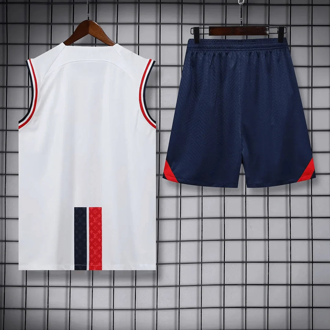 2023/2024 Psg Paris Saint-Germain pre-match training White Jersey+Shorts 1:1 Thai Quality FTBL4ALL