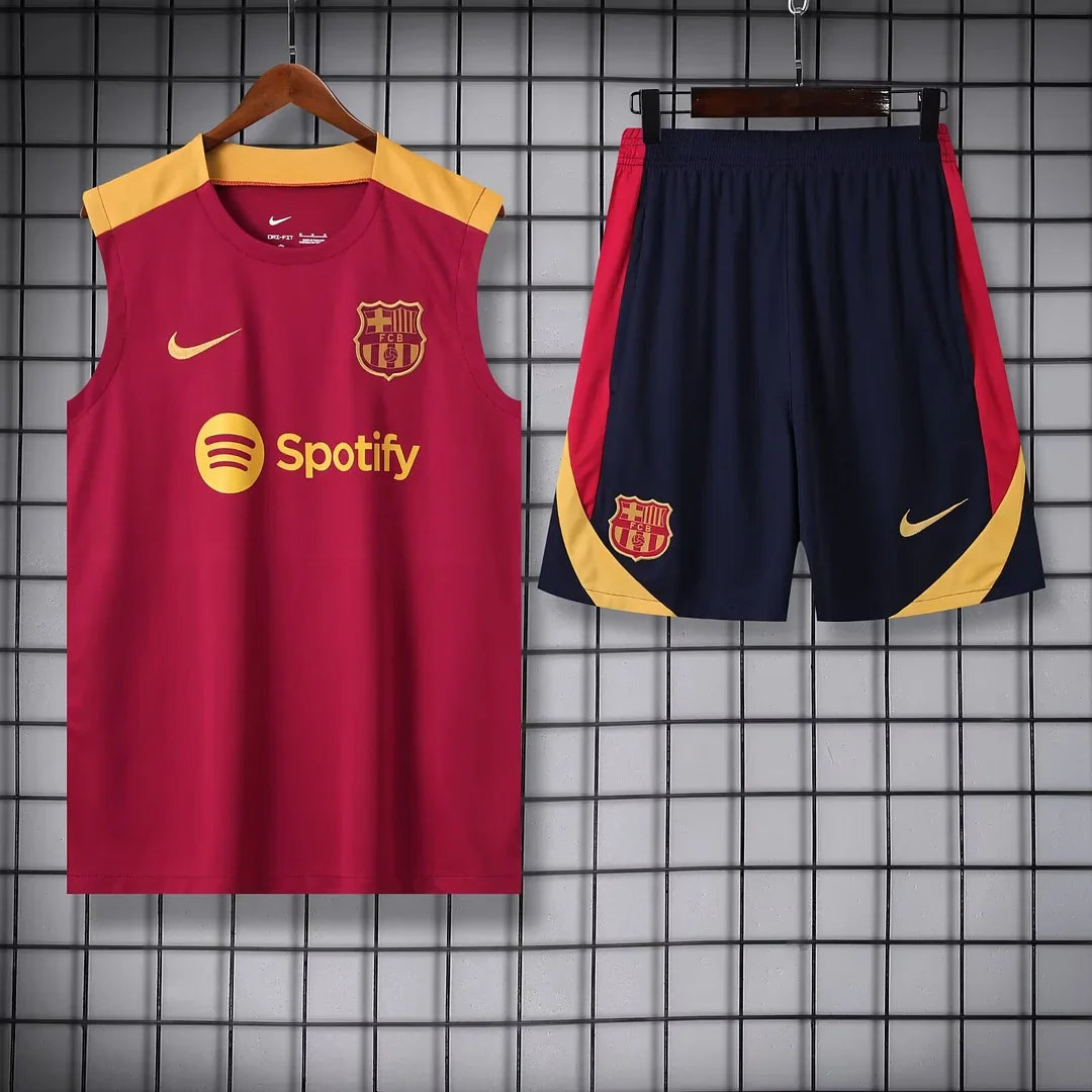 2024/2025 Barcelona pre-match training Red Jersey+Shorts 1:1 Thai Quality FTBL4ALL