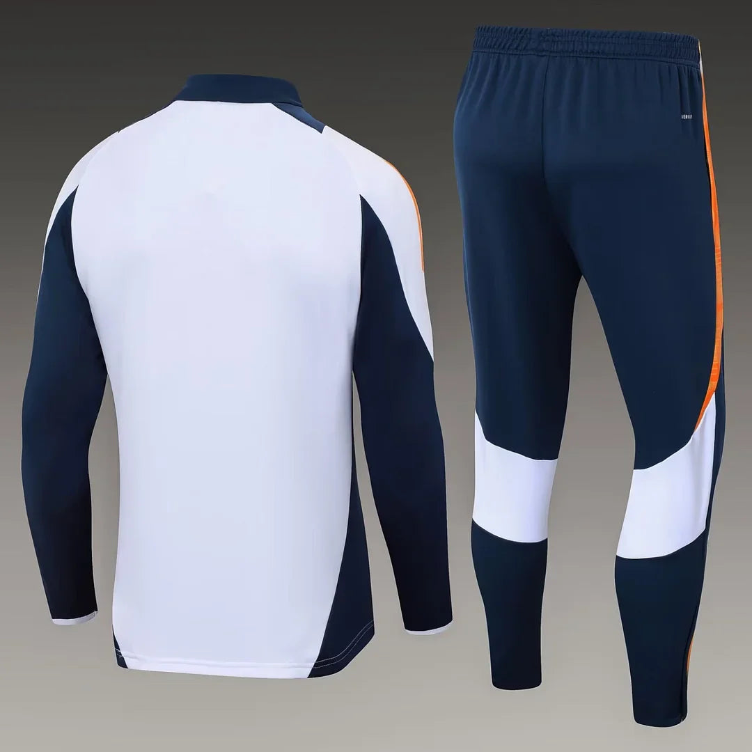 2024/2025 Real Madrid Half-Pull Tracksuit White-Black Football Shirt 1:1 Thai Quality FTBL4ALL