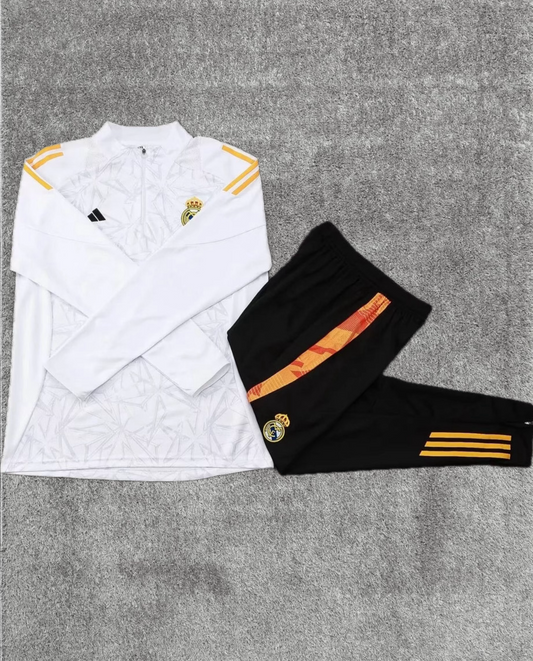 2024/2025 Real Madrid Half-Pull Tracksuit White Football Shirt 1:1 Thai Quality FTBL4ALL