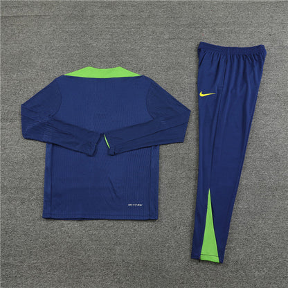 2024 Brazil Dark Blue Half-Pull Tracksuit FTBL4ALL