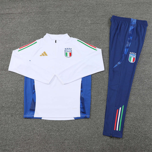 2024/2025 Italy Blue and White Half-Pull Tracksuit FTBL4ALL