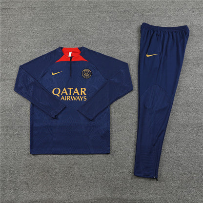 2024/2025 PSG Paris Saint-Germain Dark Blue Half-Pull Tracksuit FTBL4ALL