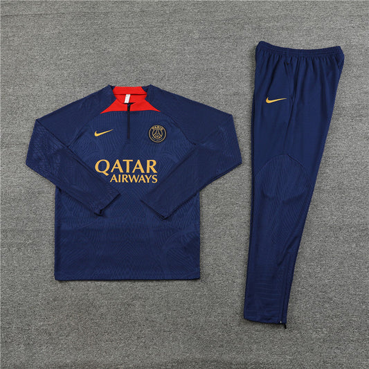 2024/2025 PSG Paris Saint-Germain Dark Blue Half-Pull Tracksuit FTBL4ALL