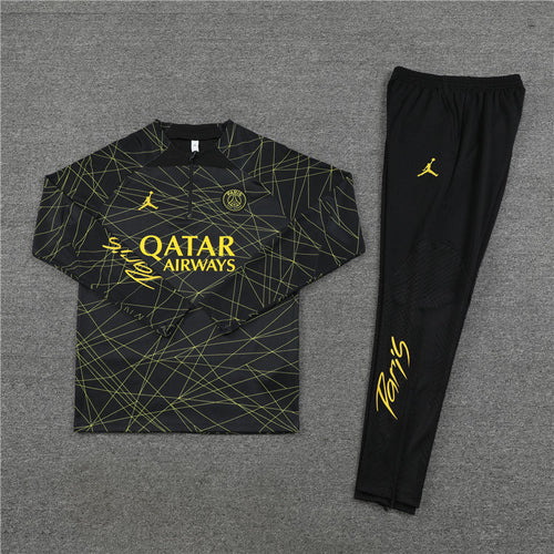 2022/2023 PSG Paris Saint-Germain Black Half-Pull Tracksuit FTBL4ALL