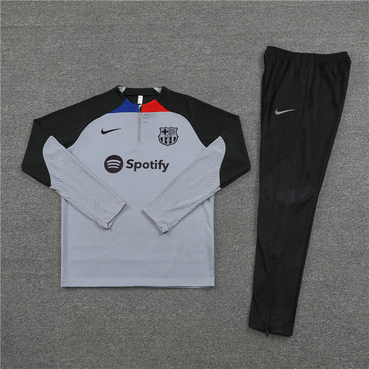 2024/2025 Barcelona Half-Pull Tracksuit Grey Black FTBL4ALL