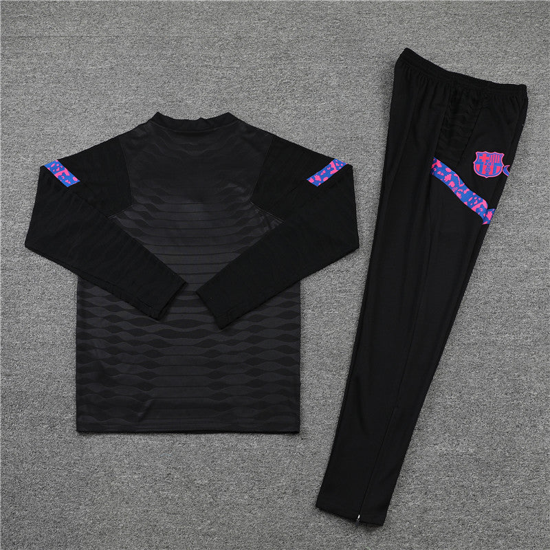 2021/2022 Barcelona Half-Pull Tracksuit Black FTBL4ALL