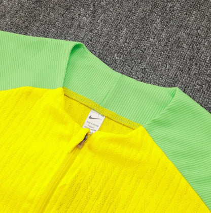 2025 Brazil Yellow and Dark Blue Half-Pull Tracksuit FTBL4ALL