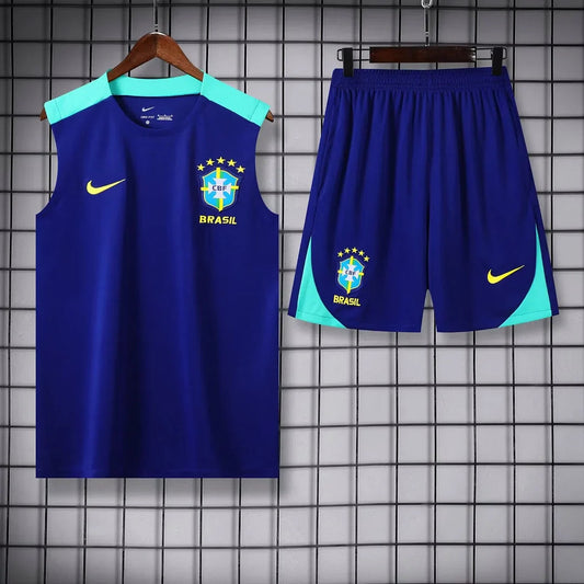 2024 Brazil pre-match training Blue Jersey+Shorts 1:1 Thai Quality FTBL4ALL