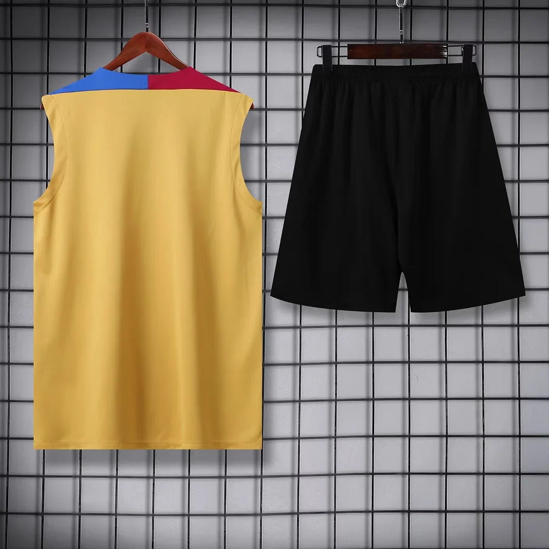 2024/2025 Barcelona pre-match training Glod Jersey+Shorts 1:1 Thai Quality FTBL4ALL