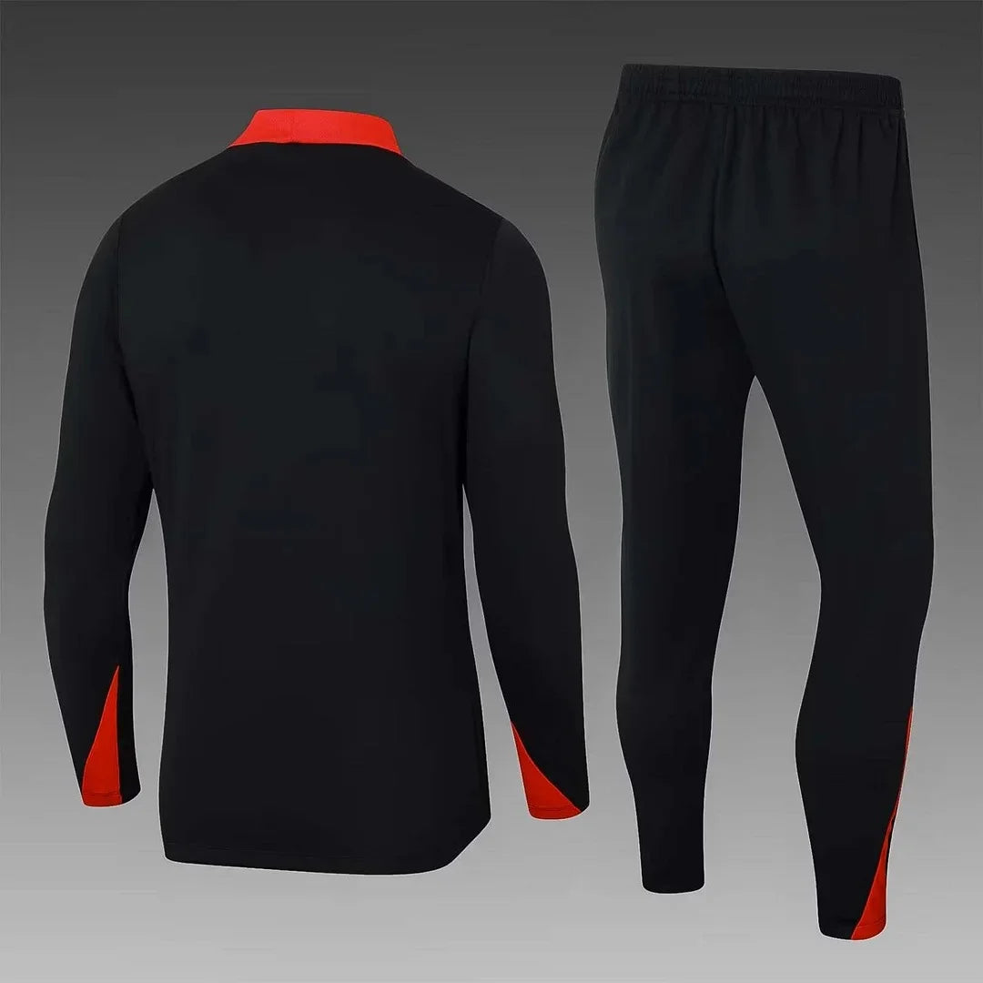 2024 Portugal Half-Pull Tracksuit Black and Red 1:1 Thai Quality FTBL4ALL