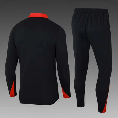 2024 Portugal Half-Pull Tracksuit Black and Red 1:1 Thai Quality FTBL4ALL