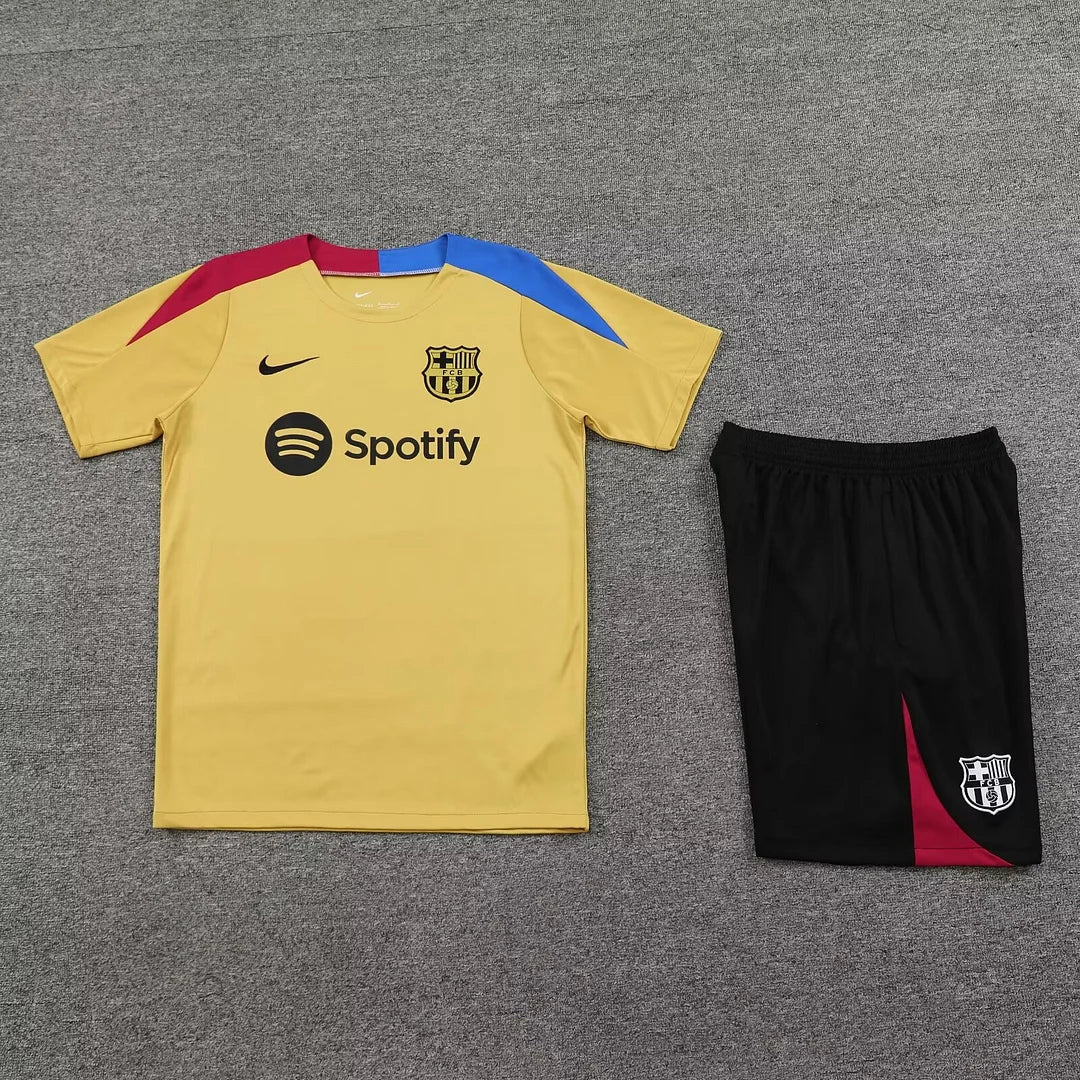 2024/2025 Barcelona pre-match training Glod Shirt+Shorts 1:1 Thai Quality FTBL4ALL