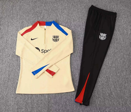 2024/2025 Barcelona Half-Pull Tracksuit Earthy Yellow 1:1 Thai Quality FTBL4ALL