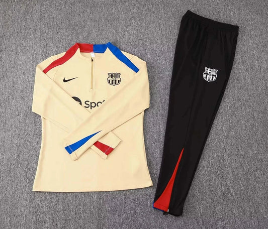 2024/2025 Barcelona Half-Pull Tracksuit Earthy Yellow 1:1 Thai Quality FTBL4ALL