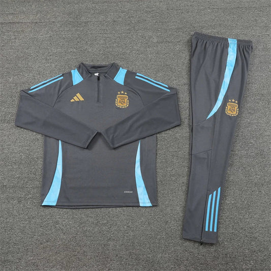 2024 Argentina Half-Pull Tracksuit  Grey 1:1 Thai Quality FTBL4ALL