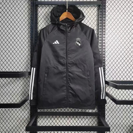 Real Madrid Windbreaker Jacket Black 23/24 FTBL4ALL
