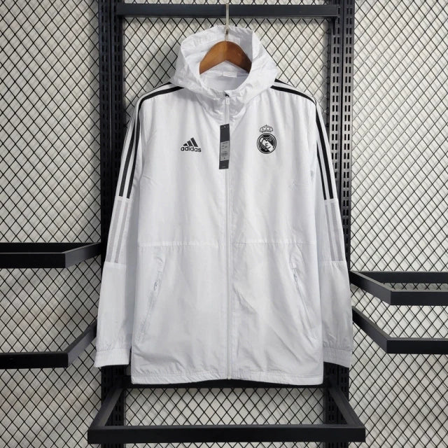 Real Madrid 23/24 Men's Adidas Windbreaker Jacket - White FTBL4ALL