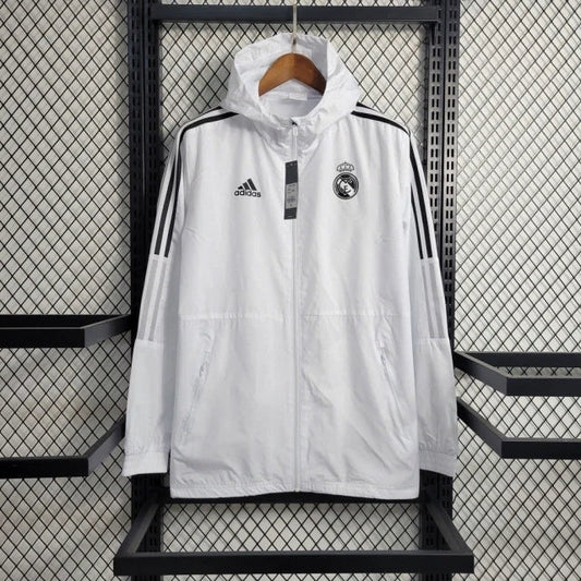 Real Madrid 23/24 Men's Adidas Windbreaker Jacket - White FTBL4ALL