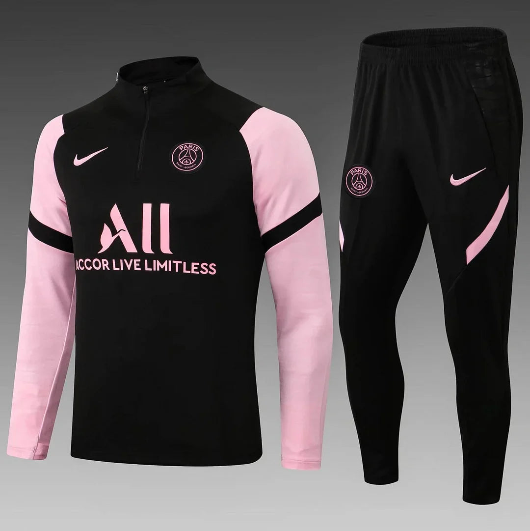 2021/2022 Psg Paris Saint-Germain Half-Pull Tracksuit Black Pink Sleeves FTBL4ALL