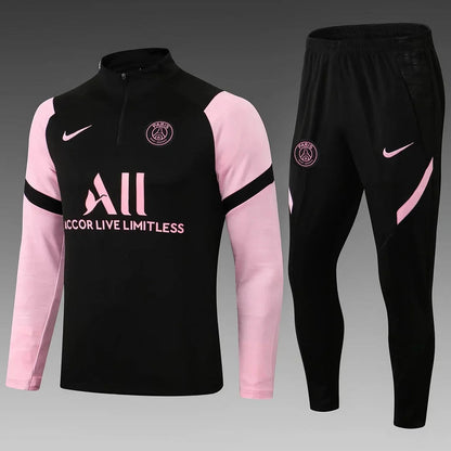 2021/2022 Psg Paris Saint-Germain Half-Pull Tracksuit Black Pink Sleeves FTBL4ALL