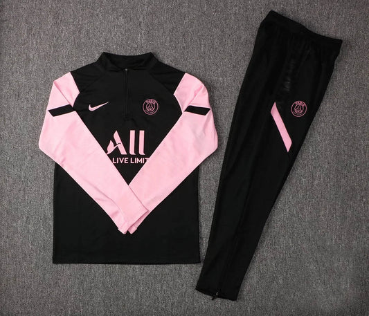 2021/2022 Psg Paris Saint-Germain Half-Pull Tracksuit Black Pink Sleeves FTBL4ALL