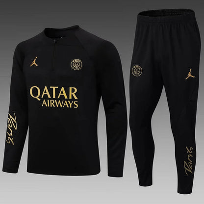 2022/2023 Psg Paris Saint-Germain Half-Pull Tracksuit Black FTBL4ALL