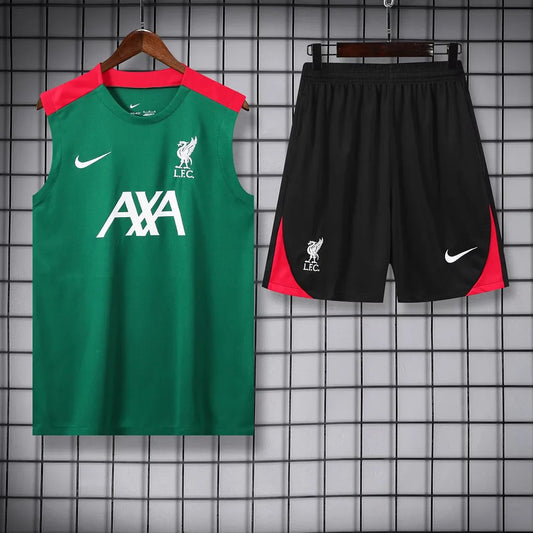 2024/2025 Liverpool Pre-match Training Green Jersey+Shorts 1:1 Thai Quality FTBL4ALL