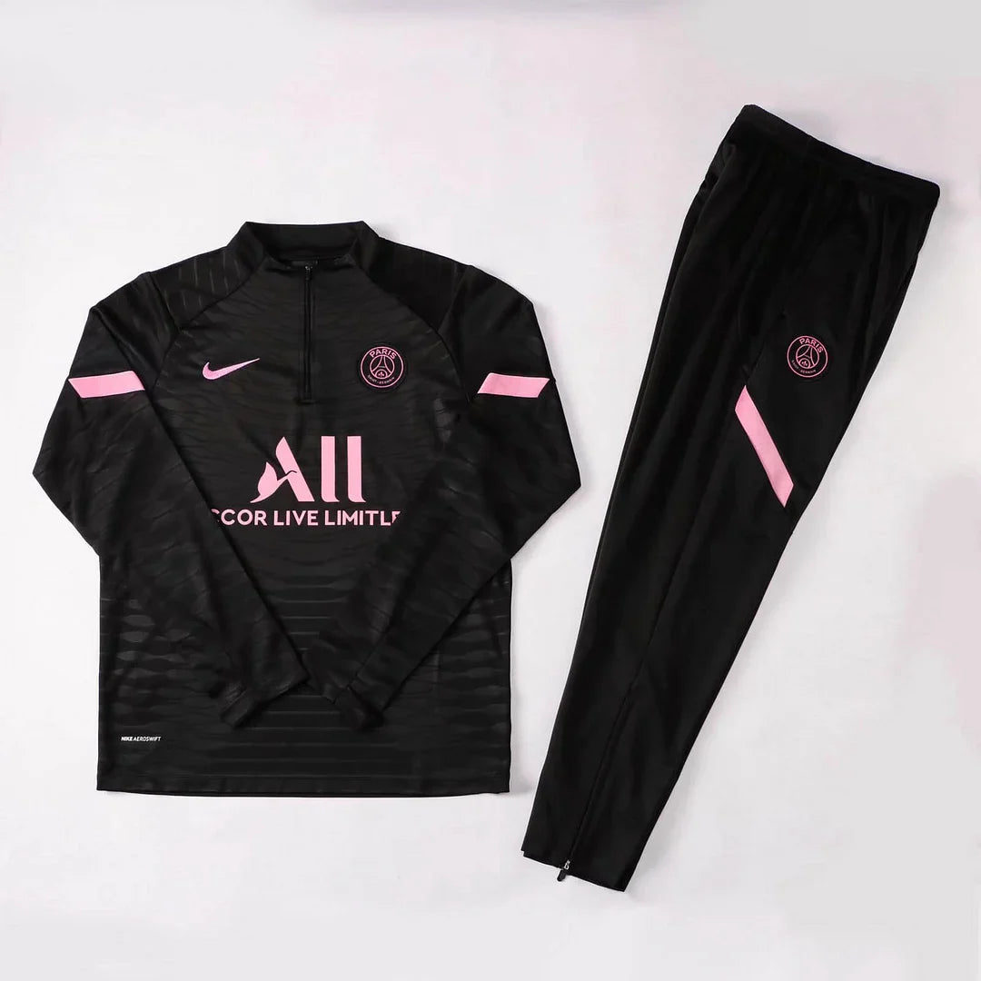 2021/2022 Psg Paris Saint-Germain Half-Pull Tracksuit Black FTBL4ALL