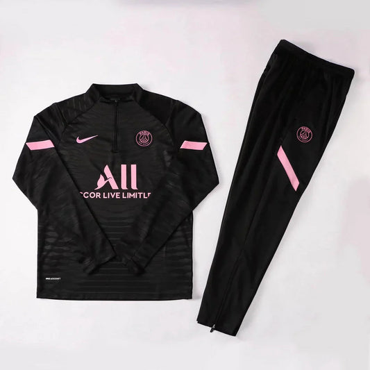 2021/2022 Psg Paris Saint-Germain Half-Pull Tracksuit Black FTBL4ALL