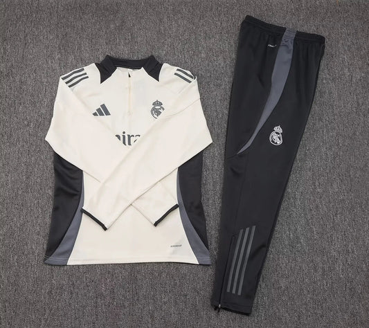 2024/2025 Real Madrid Half-Pull Tracksuit Light Yellow Football Shirt 1:1 Thai Quality FTBL4ALL