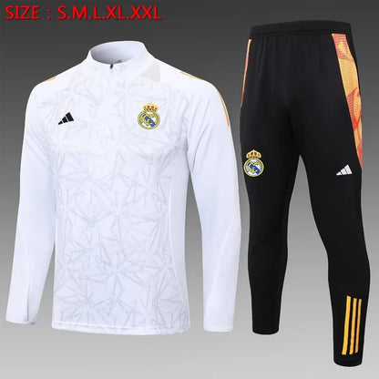 2024/2025 Real Madrid Half-Pull Tracksuit White Football Shirt 1:1 Thai Quality FTBL4ALL